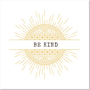 Be Kind Golden Star Mandala Posters and Art